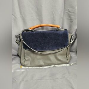 Madison West Satchel bag gray with blue flap
